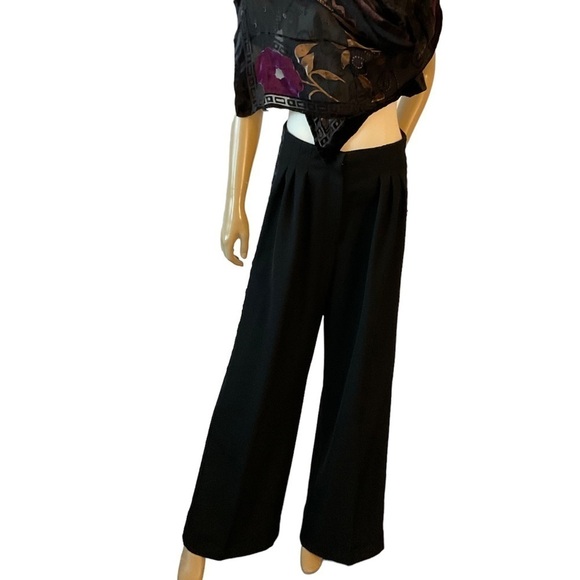 Rare Christian Lacroix Wide Leg Trouser Cuffed Tuxedo Lazer cut Stripe Sz EU40 - Picture 1 of 12